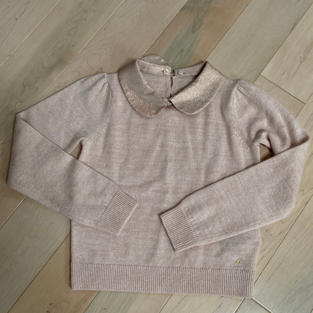 Bonpoint Girls Cashmere Subtle Shimmer Collared Sweater